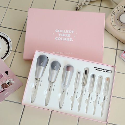 Picasso Collezioni Makeup Brush 8-Piece Set (Includes Pink Cylinder Case)