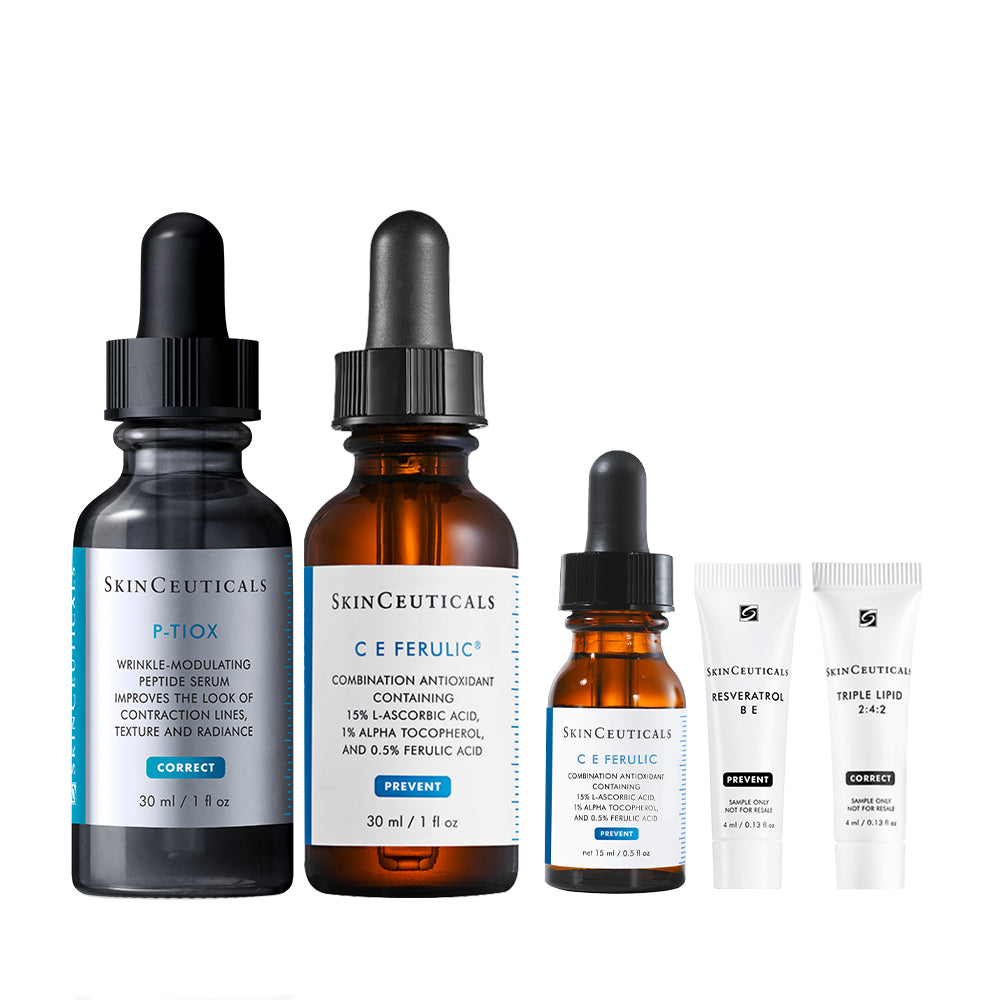 SkinCeuticals CE Ferulic & PT-OX Ultimate Anti-Aging Routine Set (Includes CE Ferulic 15ml, Radiance Essence 4ml & Barrier Cream 4ml)