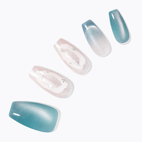 Dashing Diva Magic Press Emerald Sky (Coffin) Nail Tips