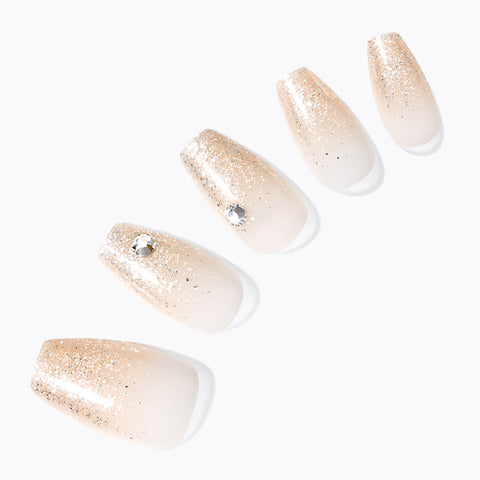 Dashing Diva Magic Press Crystal Champagne (Coffin) Nail Tips