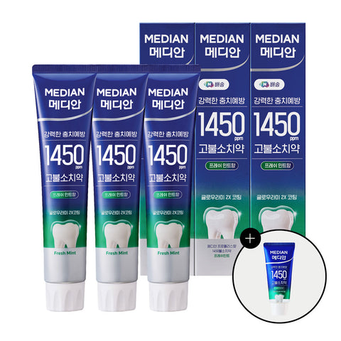 Median 1450 High-Fluoride Toothpaste Fresh Mint 160g (3-Pack)