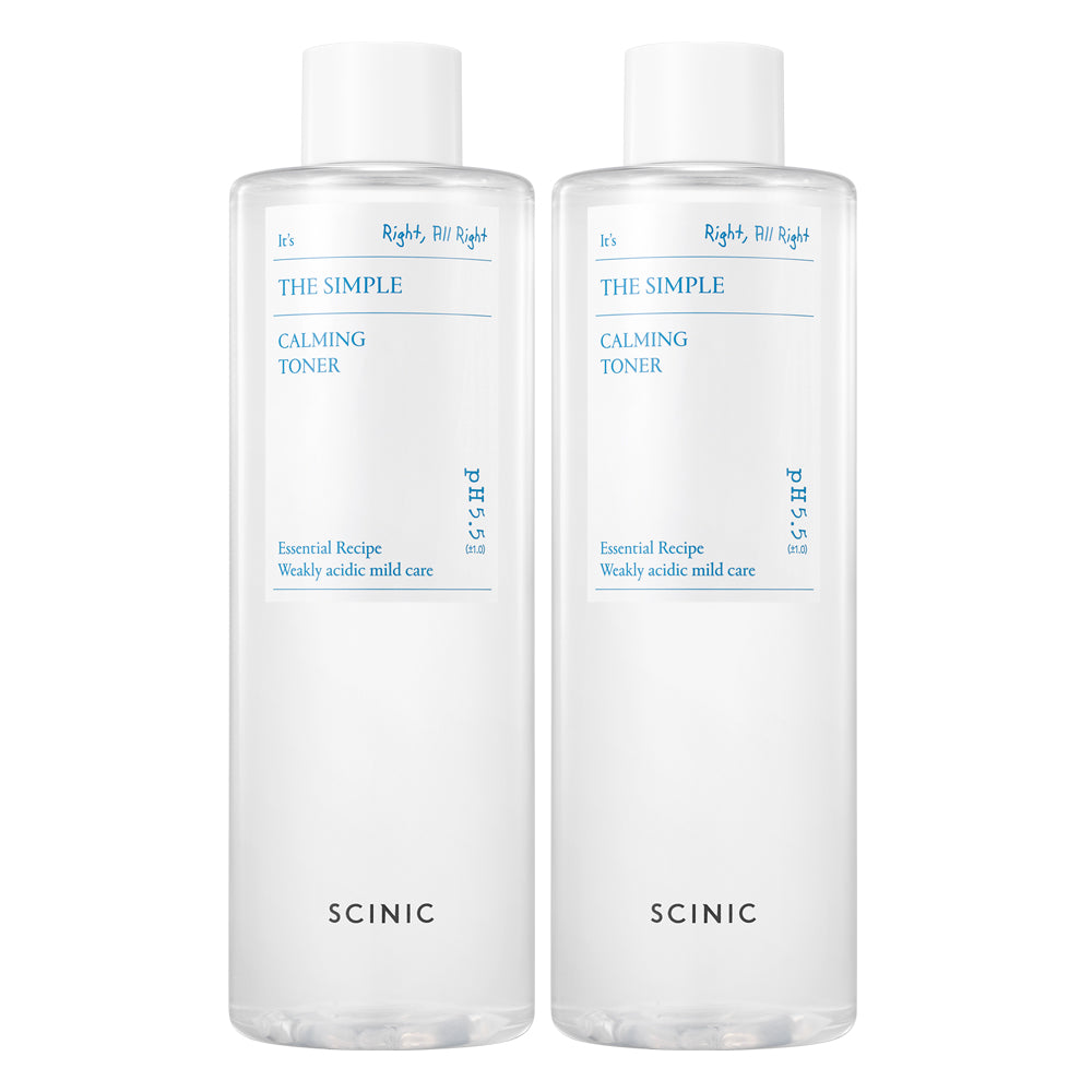 Scinic The Simple Vegan Calming Toner 500ml (2 Pack)