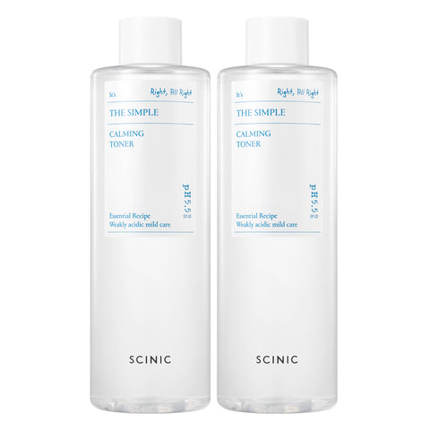 Scinic The Simple Vegan Calming Toner 500ml (2 Pack)