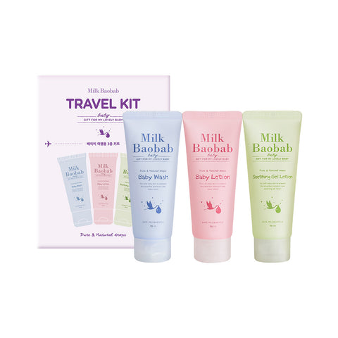 Milk Baobab Baby Travel Kit 3-piece (Baby Wash 70ml + Baby Lotion 70ml + Baby Soothing Gel Lotion 70ml)