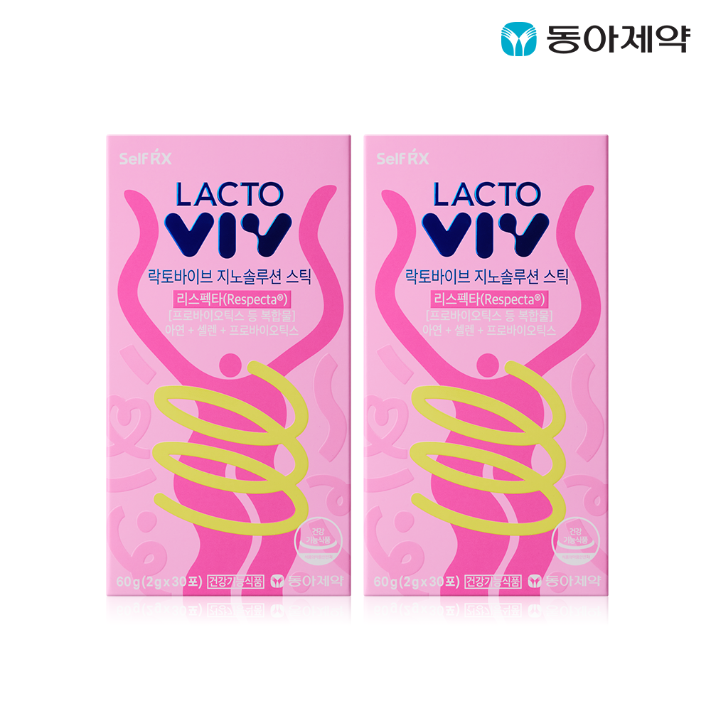 Dong-A Pharm LactoVibe Gino Solution Respecta Vaginal Probiotics 30 Sticks x 2 Boxes (2-Month Supply)