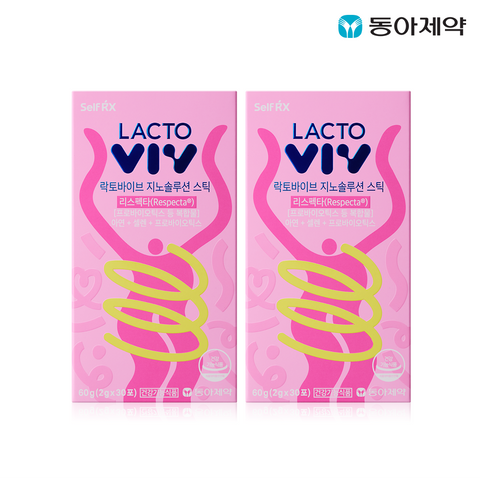 Dong-A Pharm LactoVibe Gino Solution Respecta Vaginal Probiotics 30 Sticks x 2 Boxes (2-Month Supply)