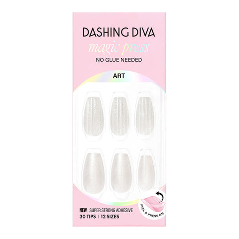 Dashing Diva Magic Press Glass White (Coffin) Nail Tips