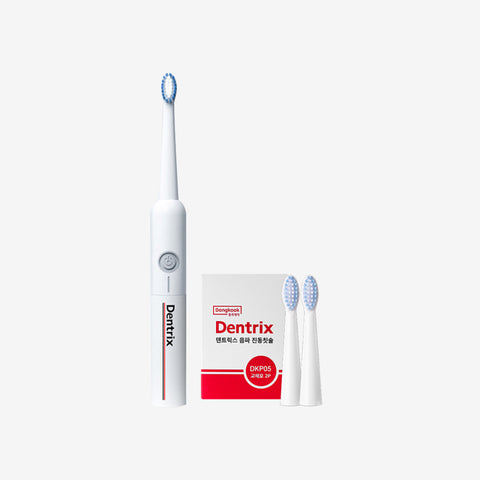 DongKook DENTRIX Sonic Vibration Toothbrush + Replacement Heads 2P (2 Units)