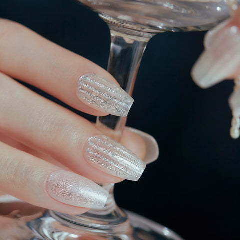 Dashing Diva Magic Press Glass White (Coffin) Nail Tips