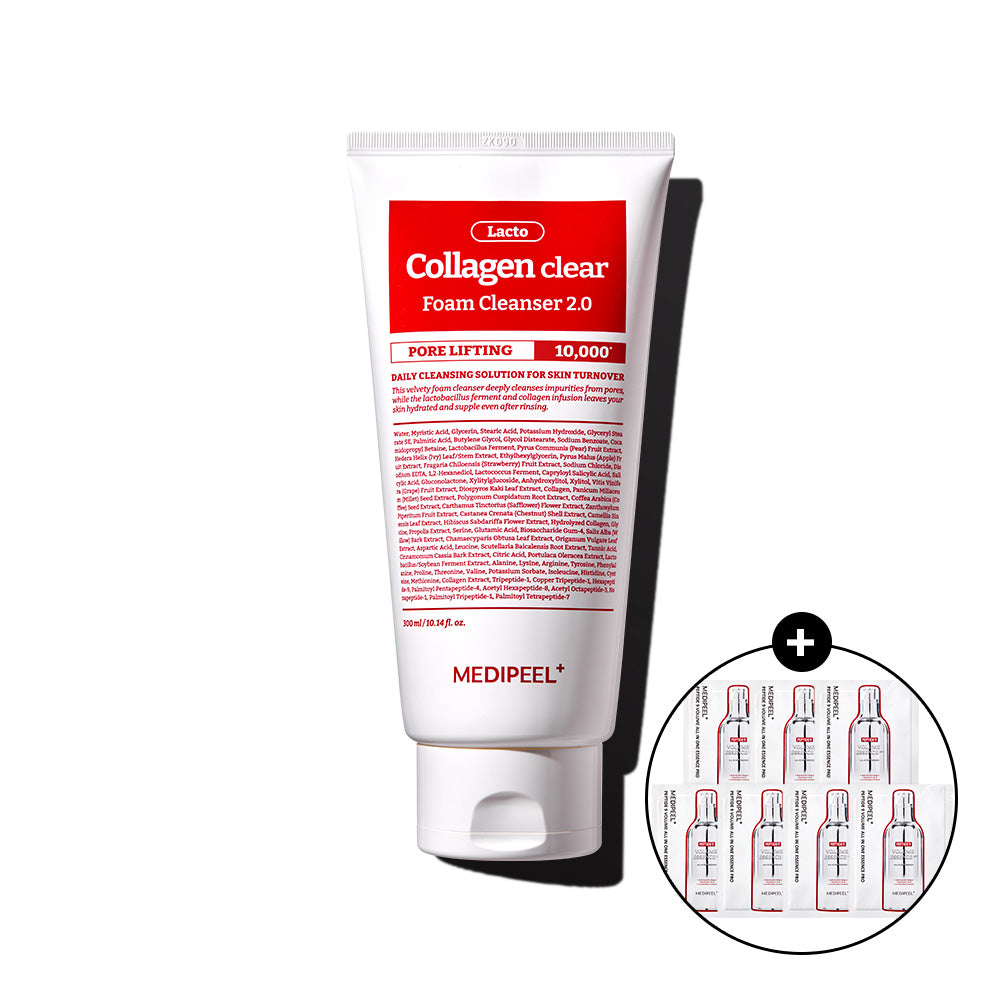 Medipeel Red Lacto Collagen Cleansing Foam 2.0 300ml (Free Peptide9 Essence Pro Sachets 1.5ml x7)