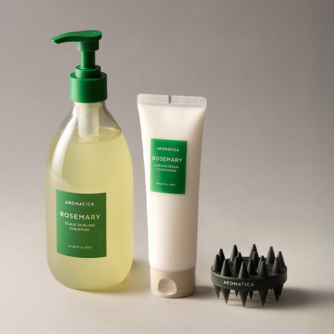Aromatica Rosemary Scalp Scaling 3-Piece Set (Shampoo + Conditioner + Shampoo Brush)
