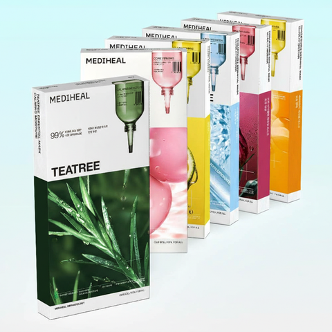 Mediheal Essential Mask Pack 60 Sheets ? 6 Types (Tea Tree, Collagen, Hyaluronic Acid, PDRN, Vitamin, Ceramide)