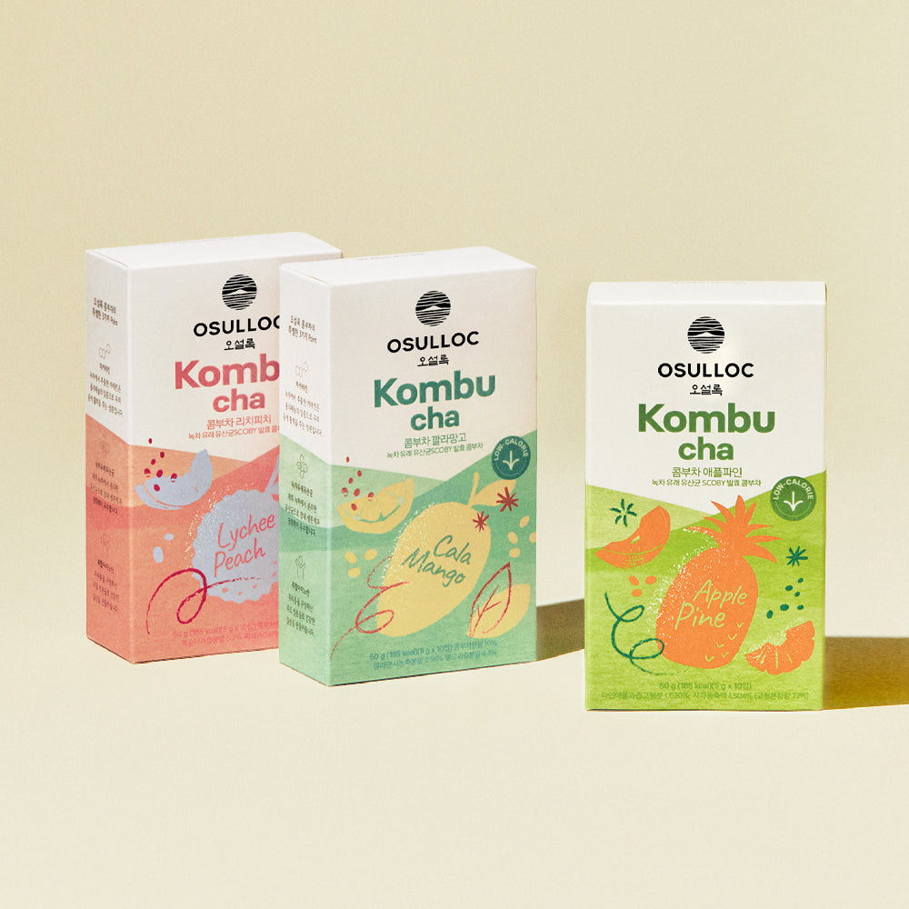 OSULLOC Kombucha 30 Sachets (Calamango 10 + Litchi Peach 10 + Apple Pine 10)