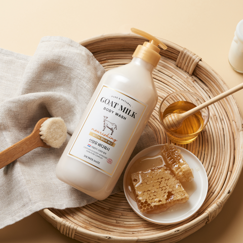 Shower Mate Goat Milk Body Wash 800ml - Manuka (Baby Powder Scent)