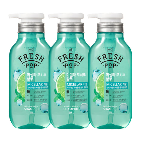 Mise en Scene Fresh Pop Micellar Mojito Shampoo for Oily Scalp, 500ml (3 Pack)