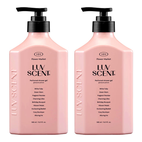 Luvscent Perfume Body Wash 500ml x2 (Flower Market White Tulip) + Hand Wash 300ml