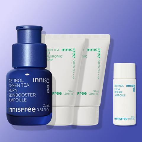 Innisfree Retinol PDRN Ampoule 25ml + Green Tea Seed Hyaluronic Moisture Cream 50ml (2 pack)