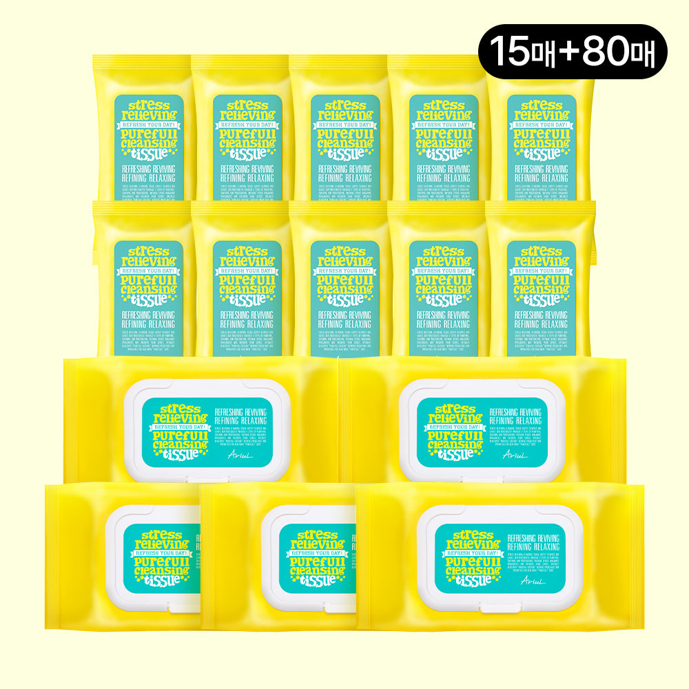 Ariul Stress Relieving Pureful Cleansing Wipes (15-sheet x10 + 80-sheet x5)