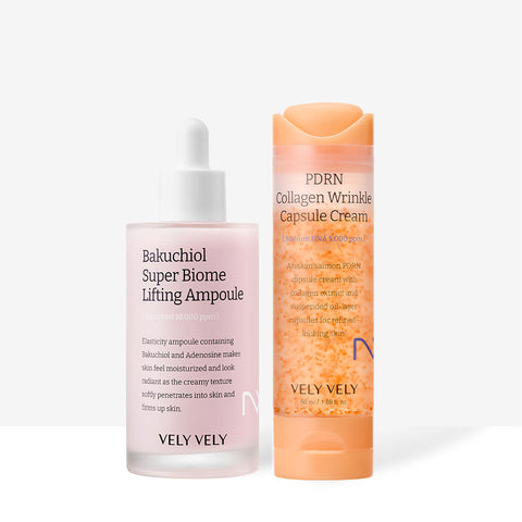 VELY VELY Bakuchiol Ampoule 100ml + PDRN Collagen Cream 50ml 2-Piece Set