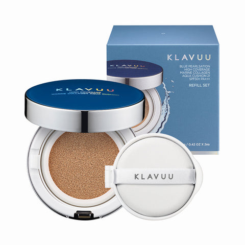 KLAVUU Marine Collagen Aqua Cushion 12g - Cooling Hydration & Radiance (Full + Refill)