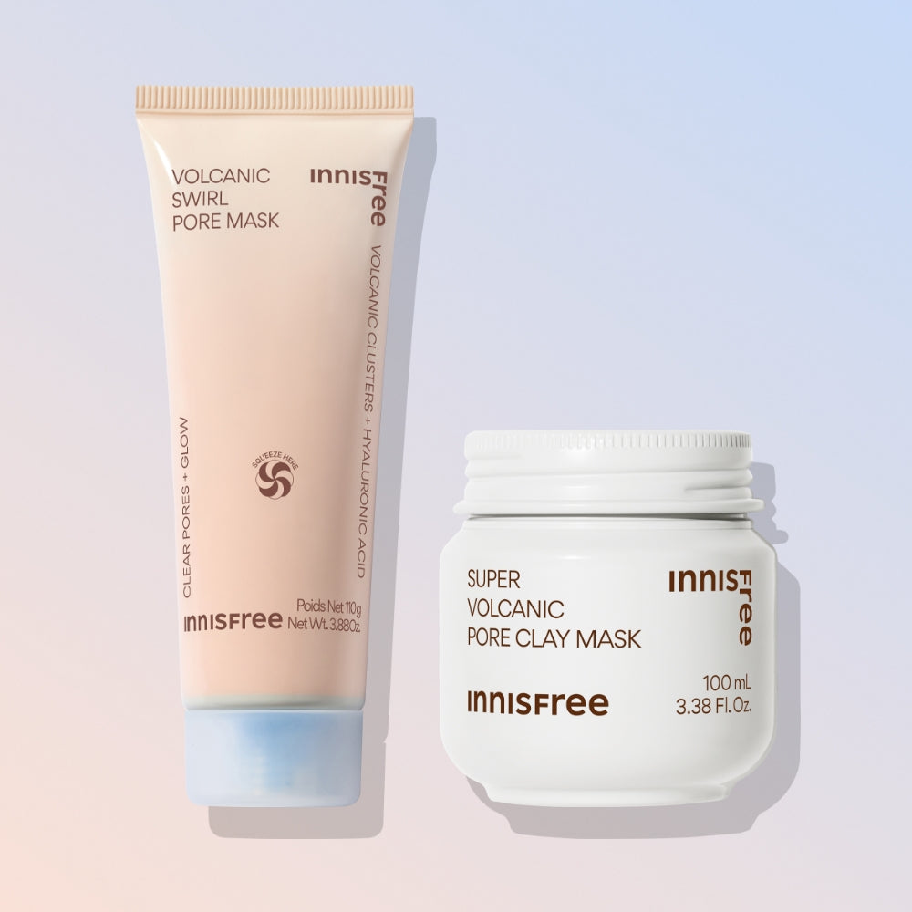 Innisfree Volcanic Pore 2-Piece Set (Volcanic Pore Dual Mask 110g + Super Volcanic Pore Mask 100ml)