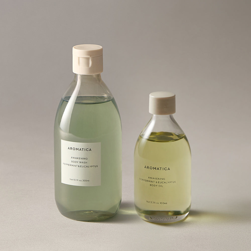 Aromatica Awakening Body Wash 300ml + Body Oil 100ml Set