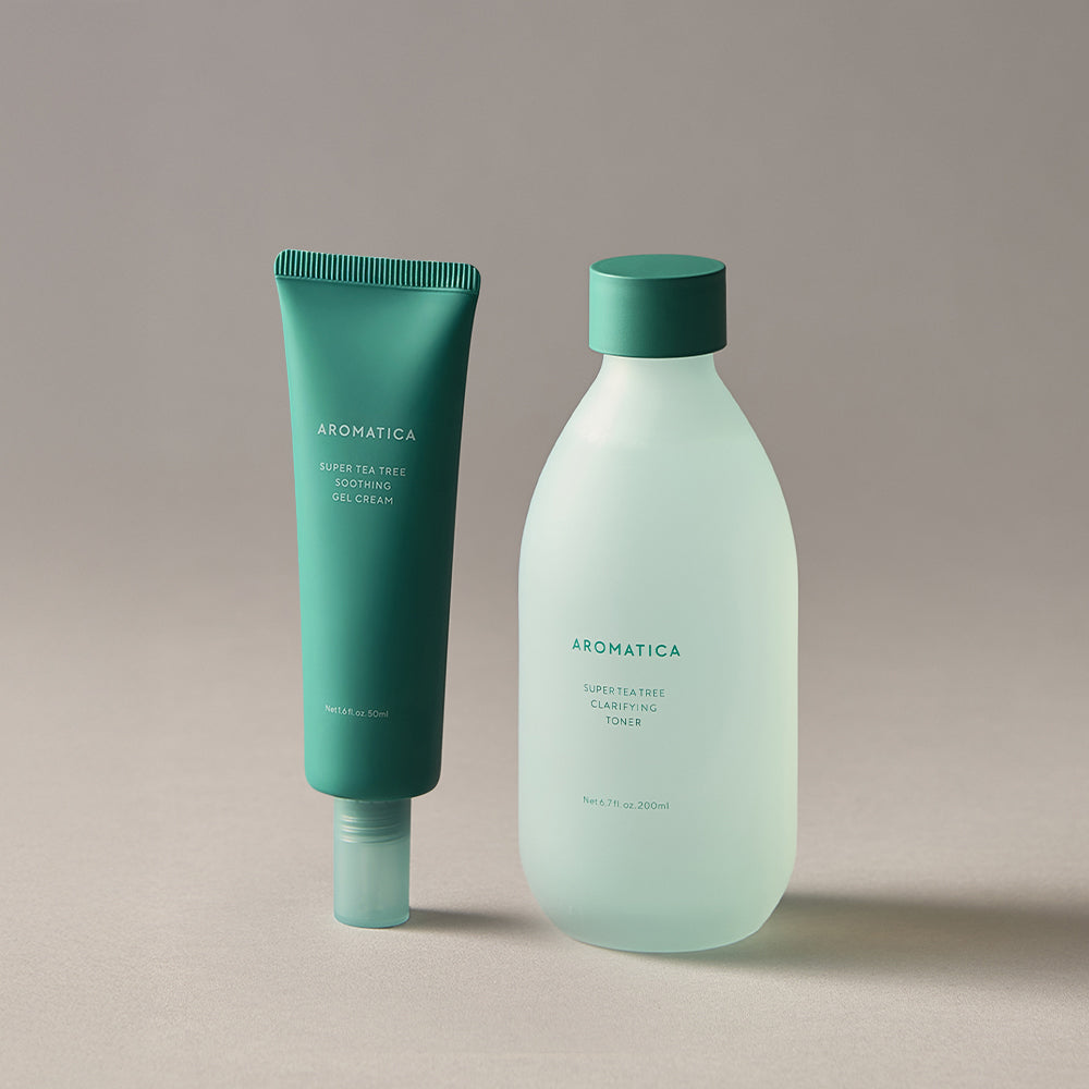 Aromatica Super Tea Tree Clarifying Toner 200ml + Gel Cream 50ml Set
