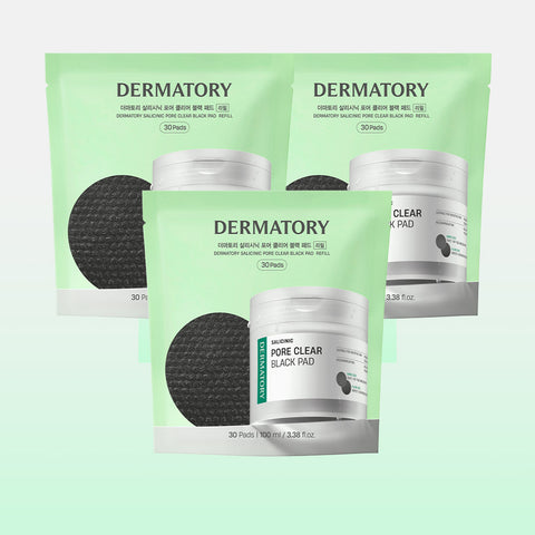 Dermatory Toner Pad Refill 3-Pack [2+1] (Black / Cica / Moisture) 90 pads