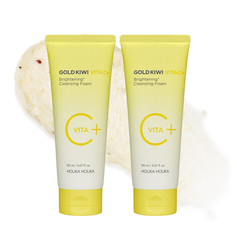 Holika Holika Gold Kiwi Vita C Plus Brightening Pore Care Cleansing Foam 150ml (2 Pack)