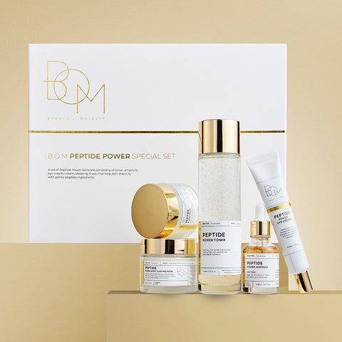 BOM Peptide Power Skincare 5-Piece Set (Toner, Ampoule, Cream, Eye Cream, Night Sleeping Mask)