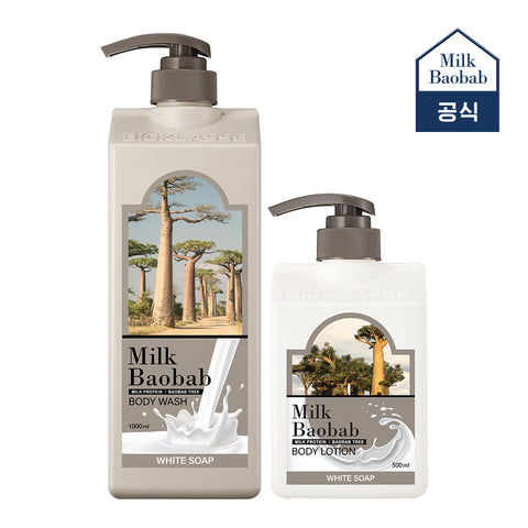 Milk Baobab Original Shampoo + Treatment + Body Wash (White Soap), 1L x 3