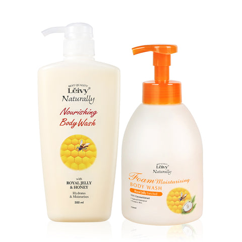 Leivy Royal Jelly Body Wash (Green Apple) 500ml + Foam Body Wash 750ml