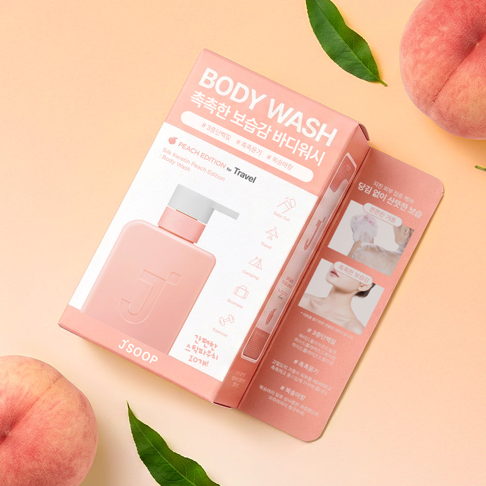 Jsoop Silk Keratin Peach Edition Moisture Travel Disposable Body Wash 6ml x 10ea