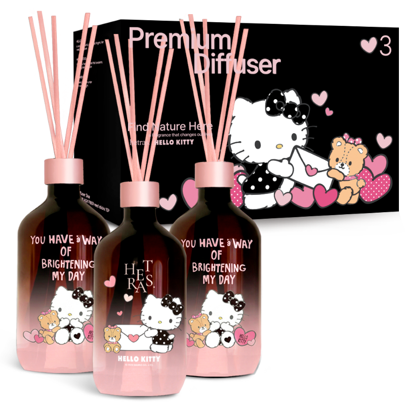 Hetras x Hello Kitty Premium Diffuser 500ml 3 Pack (Hello Berry + Hotel Wood + Flower Park)