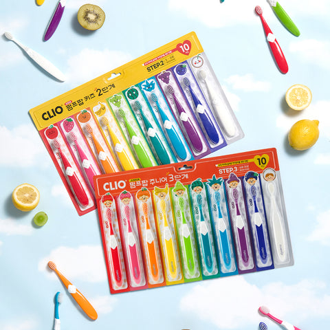Clio Pump Pop Soft Ultra-Fine Bristles Kids Toothbrush Stage 2 - 10 Pack