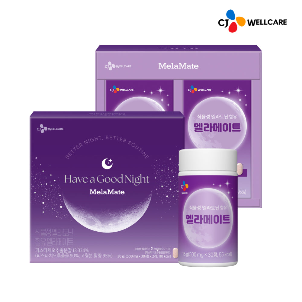 CJ Wellcare Dr. Nutri Melamate Plant-Based Melatonin 2 mg - Premium 30 Tablets (2 Pack)