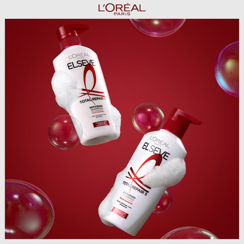 L'Oreal Paris Total Repair 5 Mild-Acid Shampoo 620ml + Ceramide Hair Pack 700ml (2-Step Daily Damage Care)