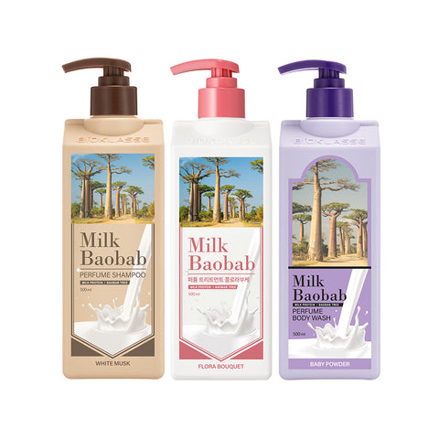 Milk Baobab Perfume Shampoo + Treatment + Bodywash 500ml - White Musk Set
