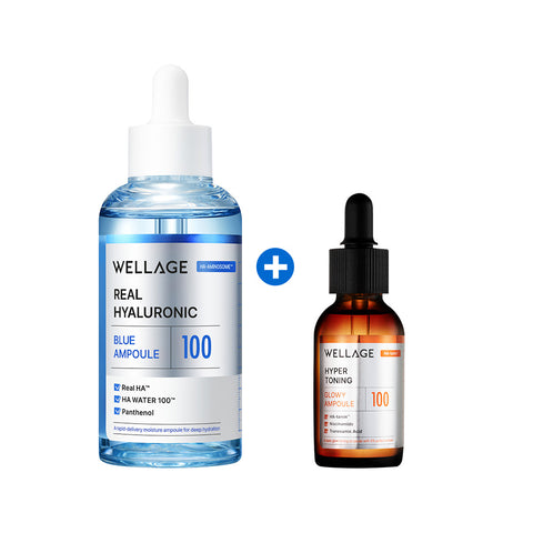 Wellage Real Hyaluronic Blue 100 Ampoule 100ml + Hyper Toning Gloi Ampoule 30ml