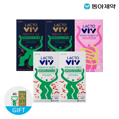 Dong-A Pharm Lactovibe Pro Probiotics 60-day + Family 60-day + Gino Solution 30 sachets + Family 2 sachets (1 set)