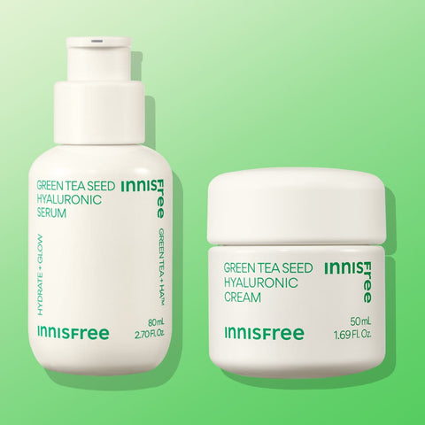 Innisfree Green Tea Seed Hyaluronic Acid Moisture Serum 80ml + Green Tea Seed Hyaluronic Acid Moisture Cream 50ml