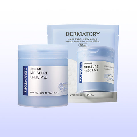 Dermatory Hyaluron Moisture Reservoir Embossed Pads 60 Sheets (Single / Refill Set)
