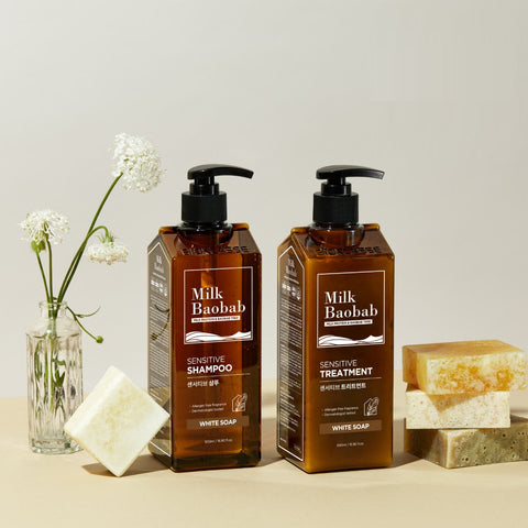 Milk Baobab Sensitive Shampoo + Treatment White Soap 500ml