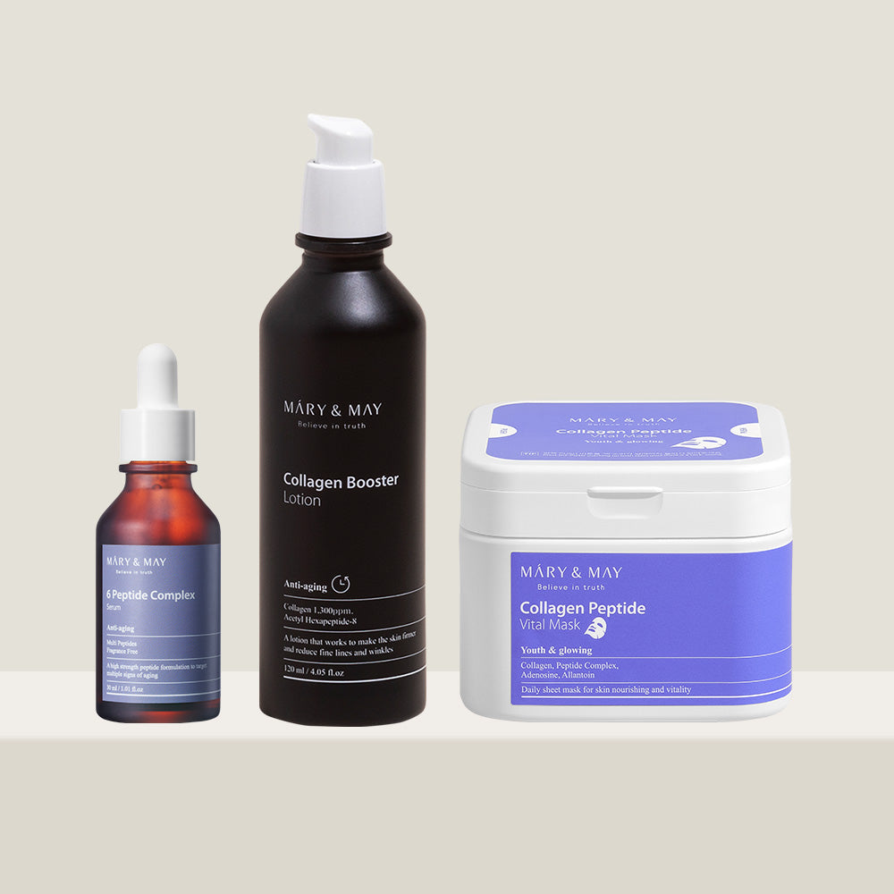Mary&May Vegan Wrinkle-Improvement & Firming 3-Piece Set (Serum 30 mL + Lotion 120 mL + 30 Mask Packs)