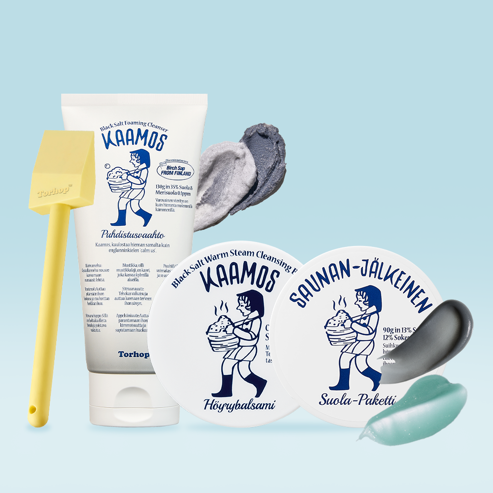 Torhop Pore & Sebum Cleansing Set - Salt Mask 90g + Cleanser 130g + Gel Balm 100g + Rafio Brush