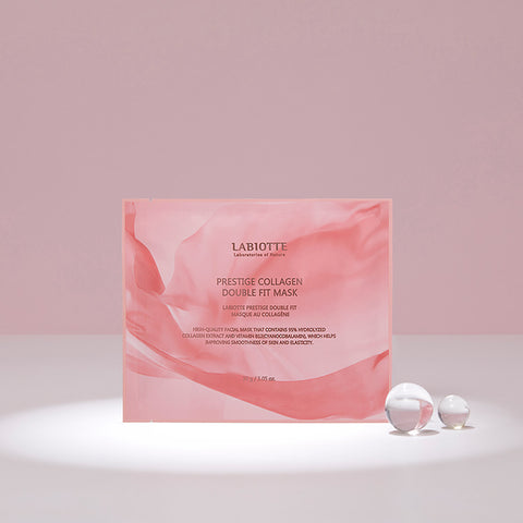 Labiotte Prestige Collagen Elasticity Care Double-Fit Mask, 50 Sheets (+ HyalBiome Cleansing Tissues)
