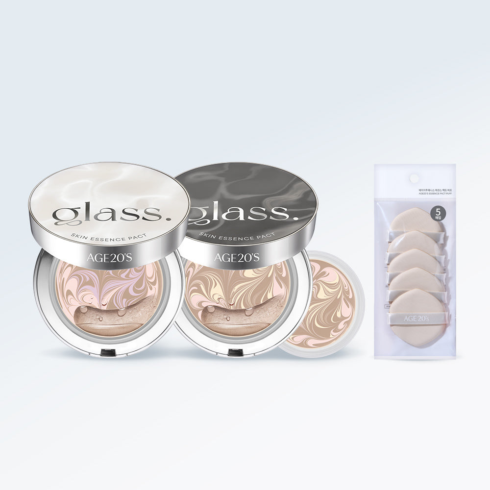 AGE20'S Glass Skin Essence Pact 12.5g (Main + Refill + 5 Puffs)