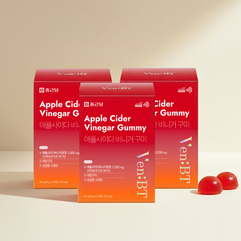Chongkundang VenBT Daily Care Apple Cider Vinegar Gummy 60 Gummies (3 Pack) Low-Sugar Jelly