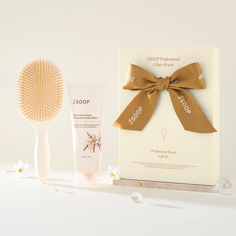 Jsoop Professional Hair Scalp Brush (Gold Pin) + Vanilla Edition No-Wash Hair Pack Gift Set
