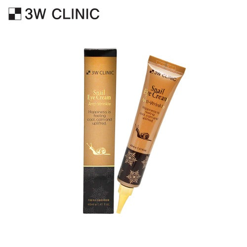 Snail eye cream with packaging from 3W Clinic on a white background